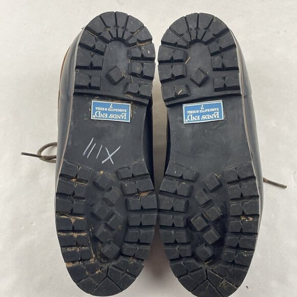 Lands End Duck Ankle Boots Women’s 7 Leather & Rubber Lace Up Shoes - Picture 6 of 12